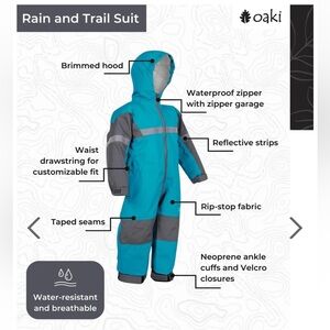 COPY - Oaki Kids One-Piece Waterproof Trail Rain Suit